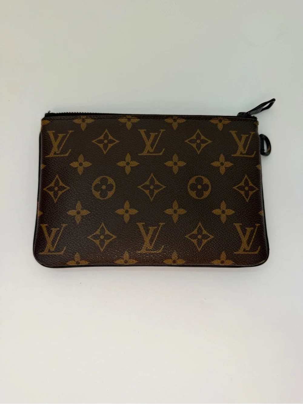 Louis Vuitton Brown Unisex Monogram Zip Pouch with Red & Blue Panels